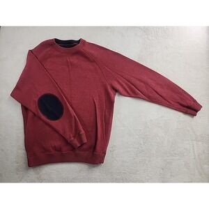 Daniel Cremieux Classics Men's M Tight Knit Pullover Sweater, Dk Red Patch Elbow